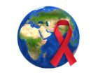 世界艾滋病日意识地球被隔绝的红色丝带